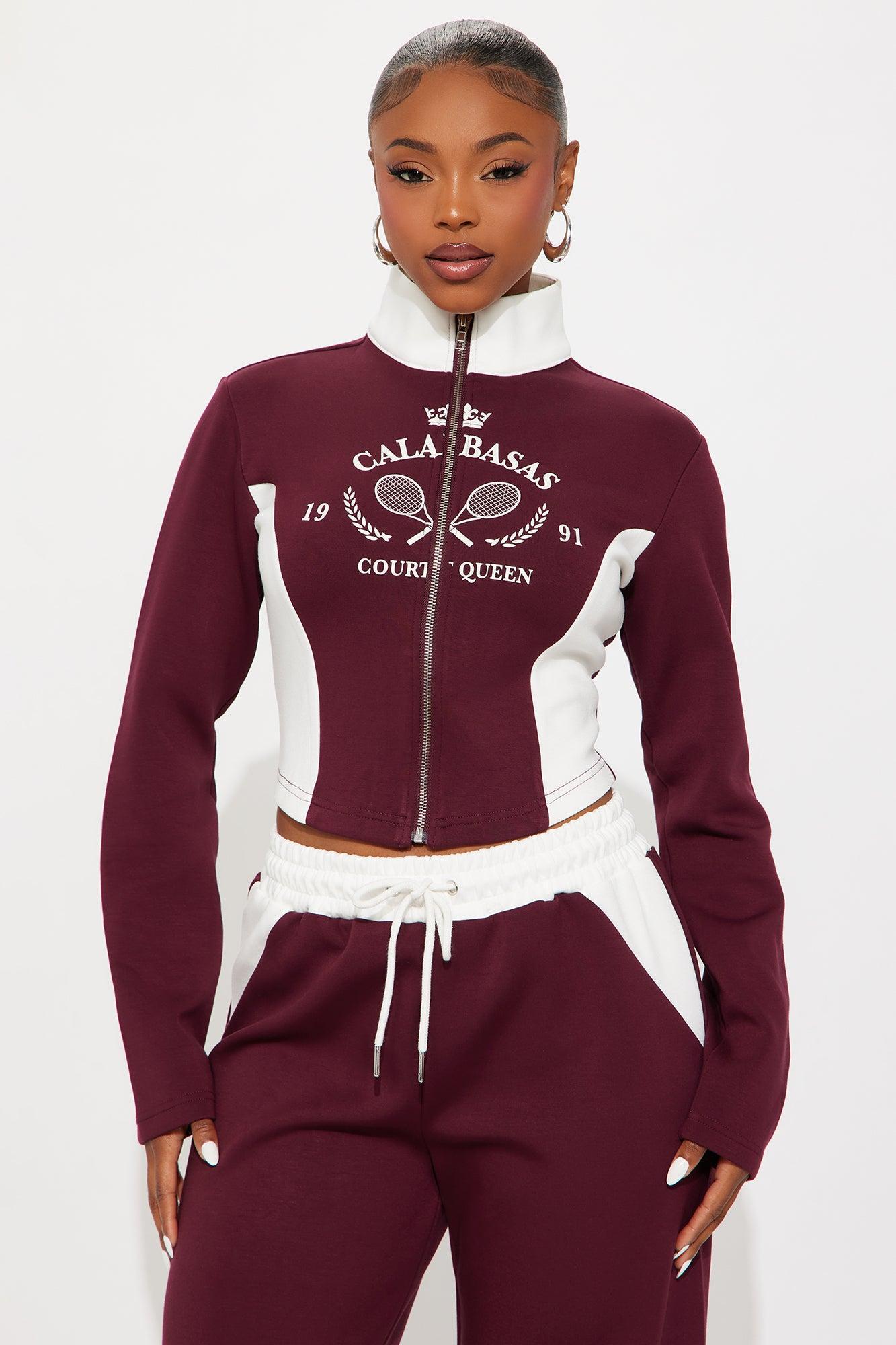 Calabasas Track Pant Set - Burgundy Product Image