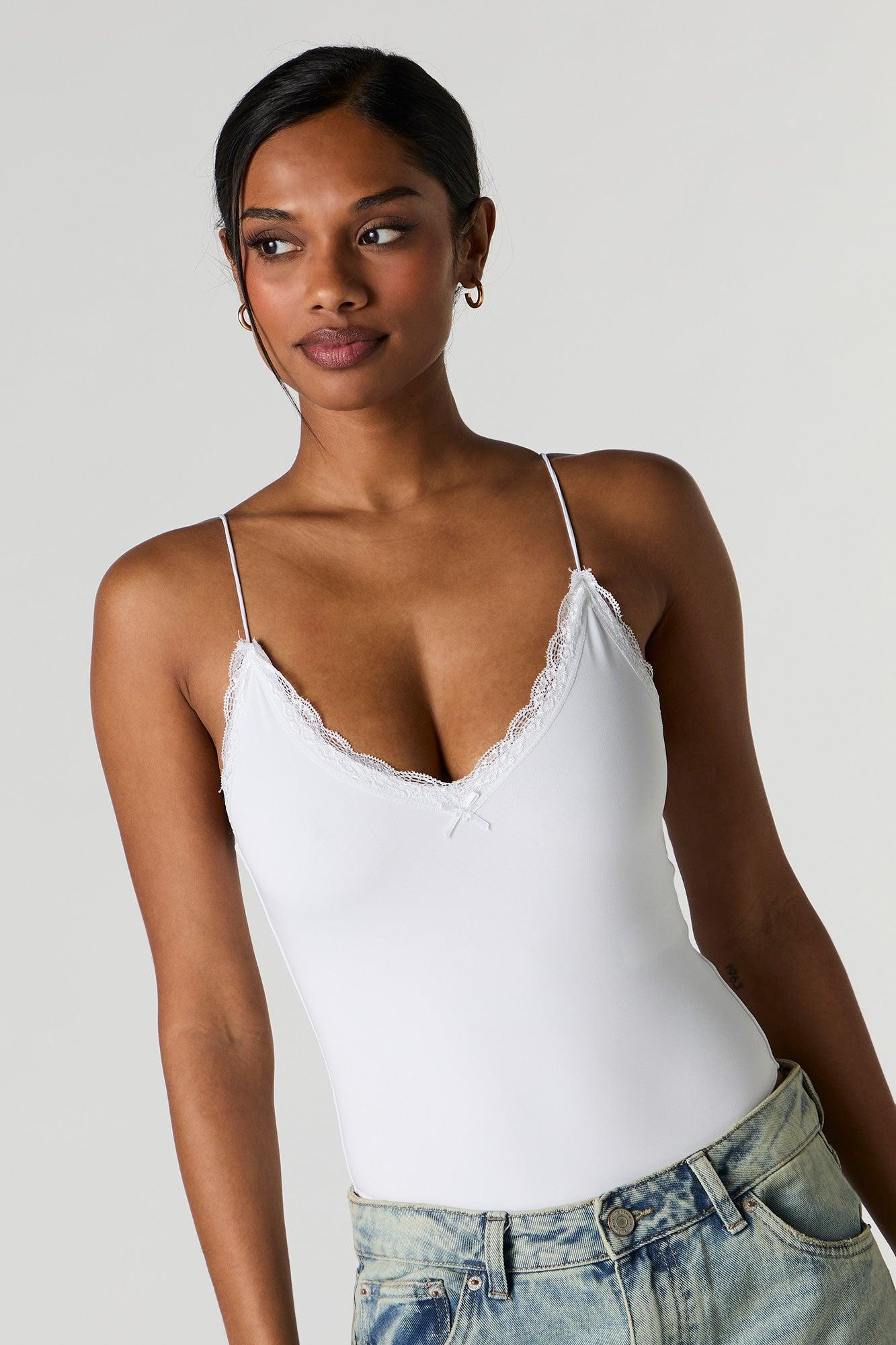Contour V-Neck Lace Trim Bodysuit Female Product Image