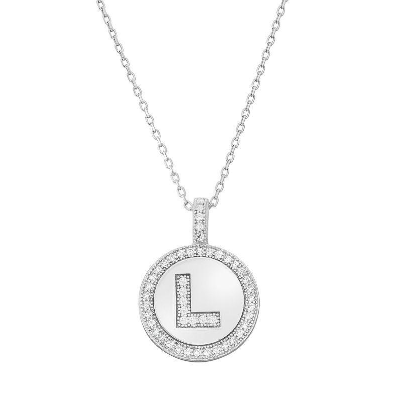 Sterling Silver Cubic Zirconia Initial Pendant Necklace, Women's, Size: 18" Product Image
