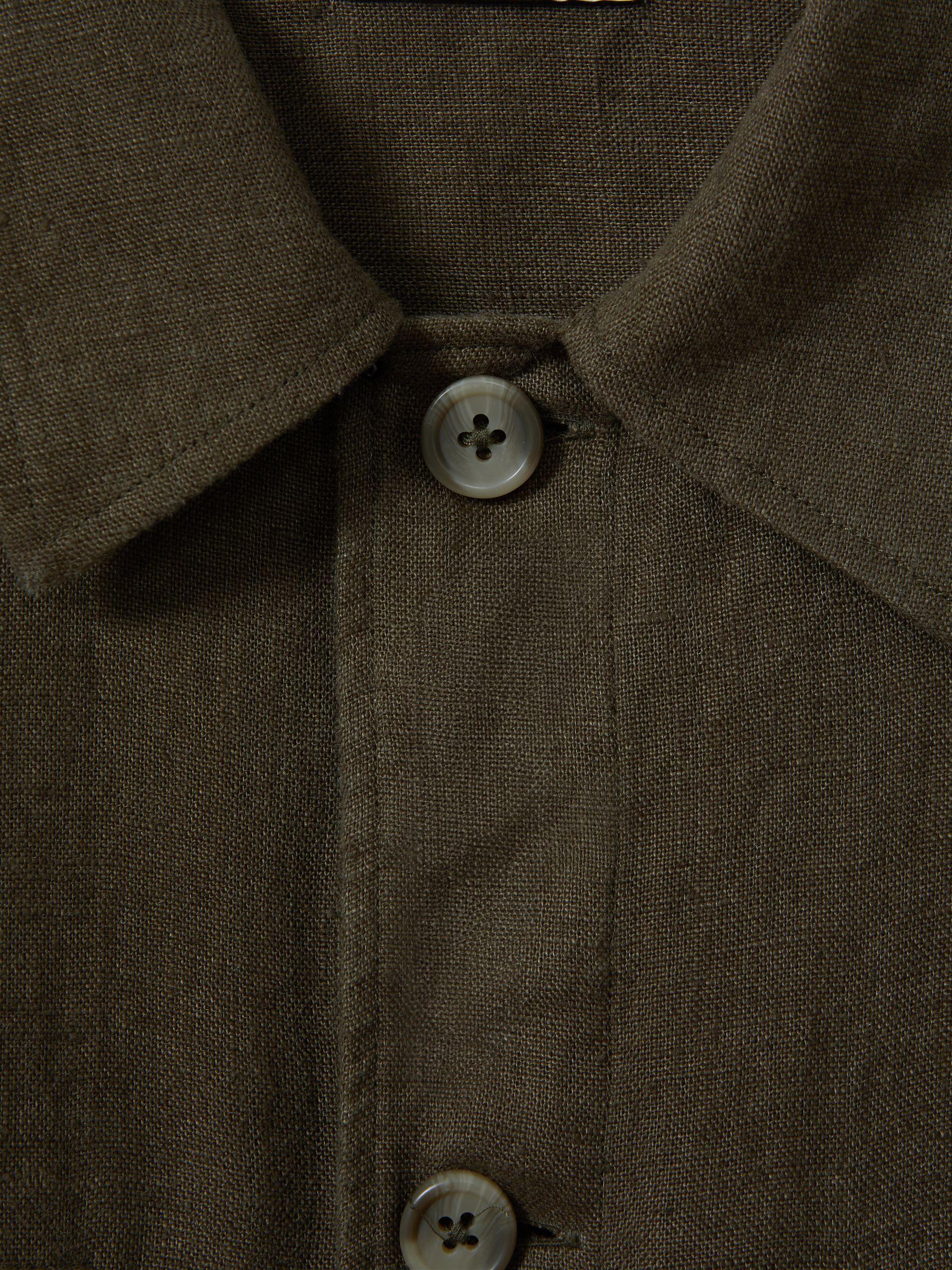 100% Linen Overshirt in Khaki Product Image