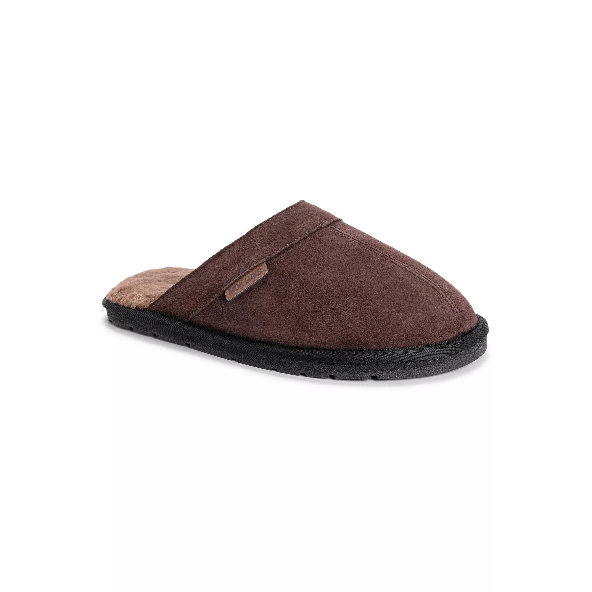 MUK LUKS Abbott Men's Leather Scuff Slippers, Size: 11, Brown Product Image