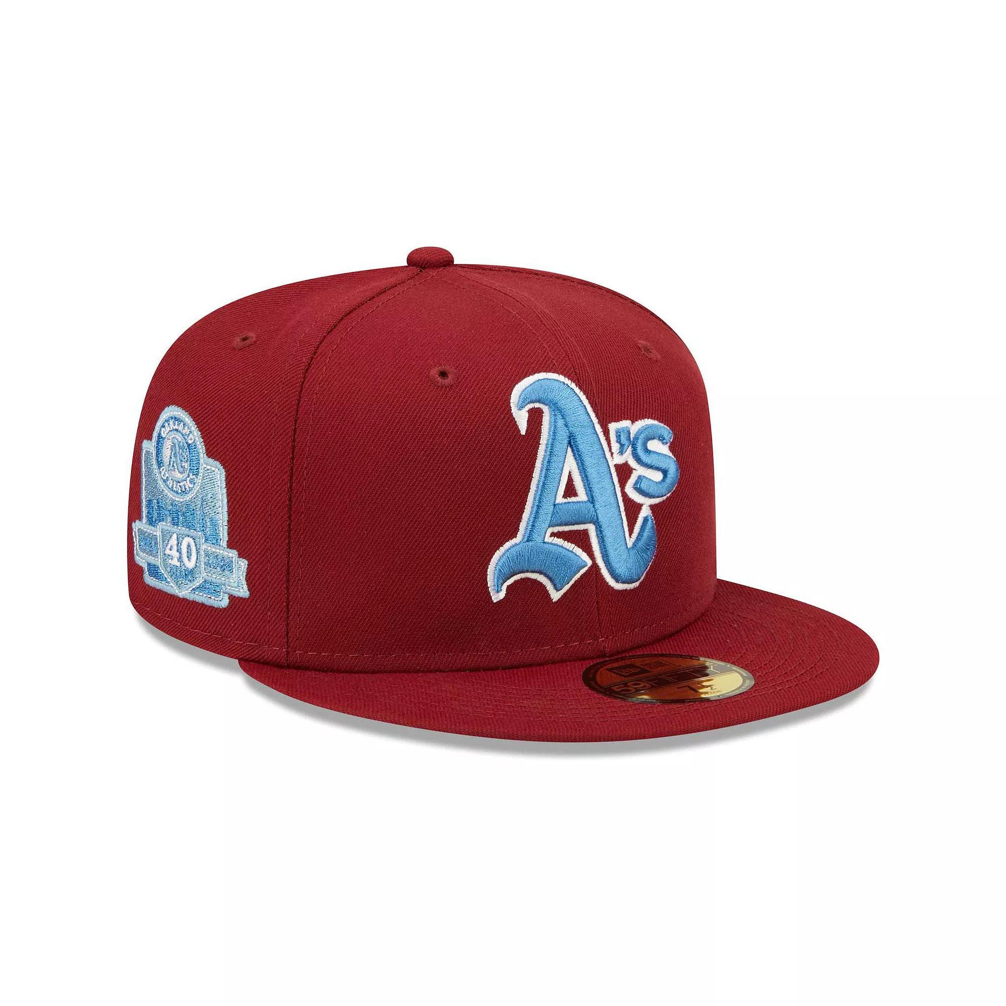 Men's New Era Cardinal Oakland Athletics 40th Anniversary Air Force Blue Undervisor 59FIFTY Fitted Hat, Size: 8, Red Product Image