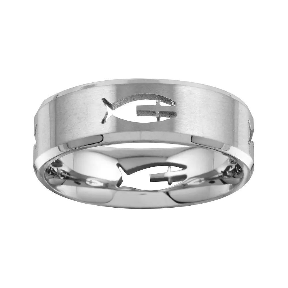 Mens Unbranded Titanium Fish cut out band, Men's, Size: 13, Silver Tone Product Image