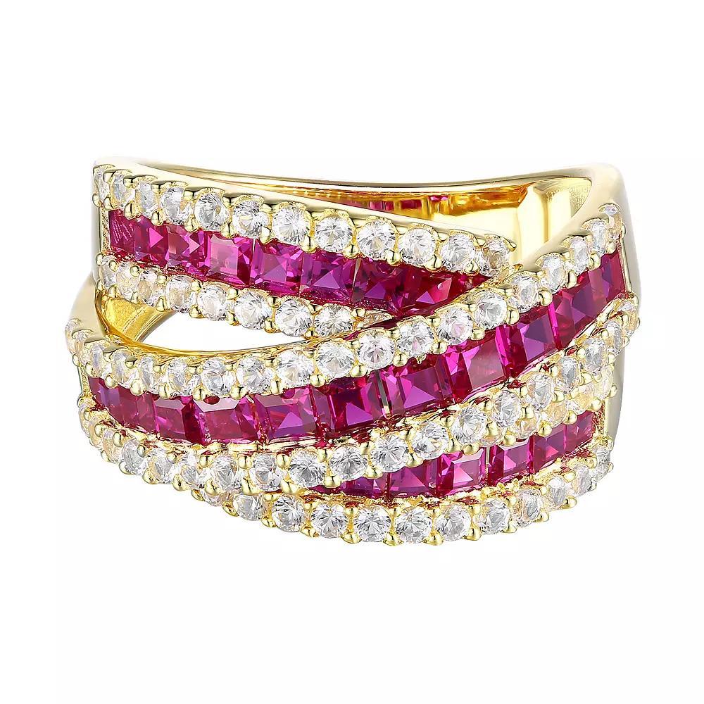 14k Gold Over Silver Lab-Created Ruby & Lab-Created White Sapphire Ring, Women's, Size: 6, Gold Tone Product Image