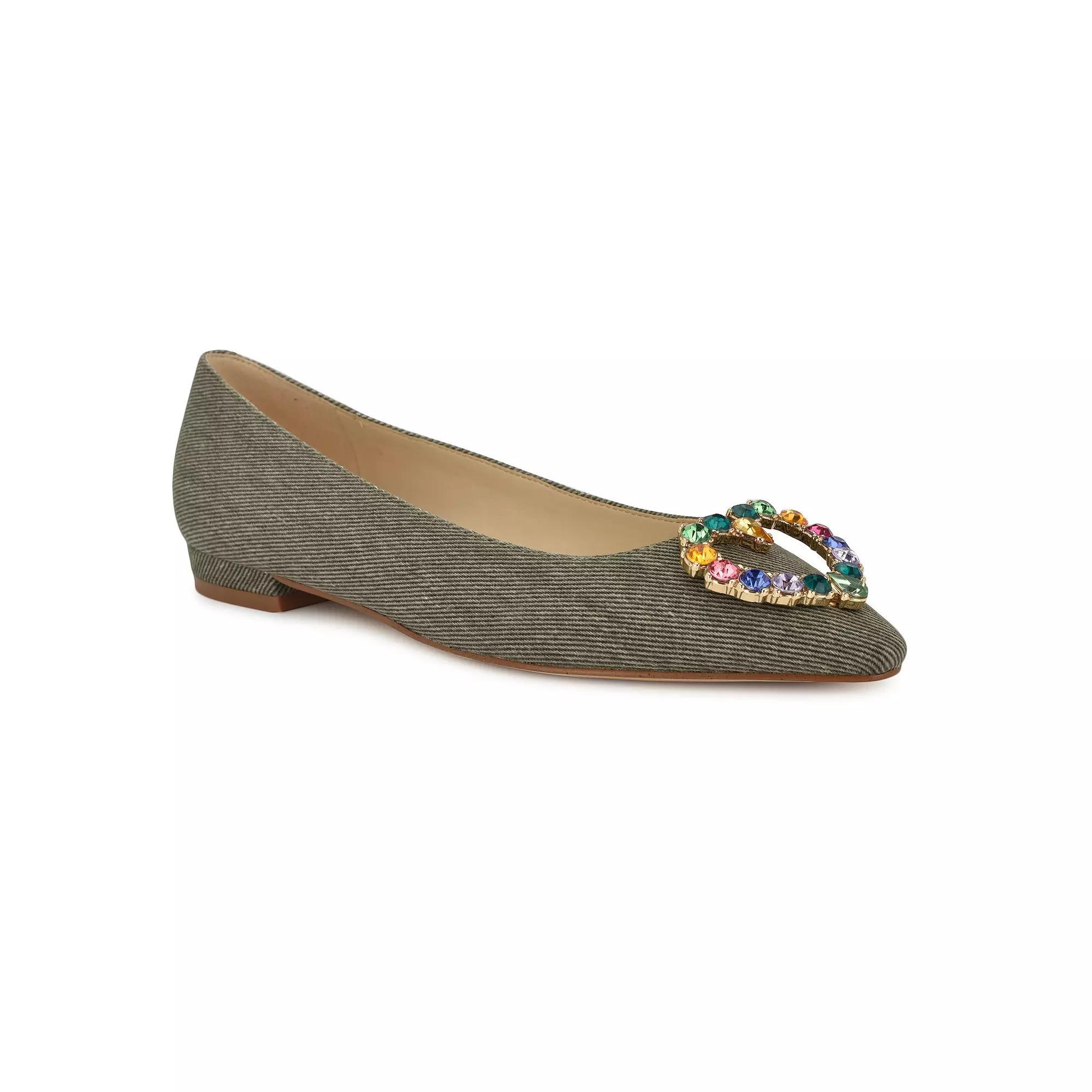 Nine West Hearts Women's Slip-On Pointy Toe Dress Flats, Size: 6, Dark Olive Blue Product Image