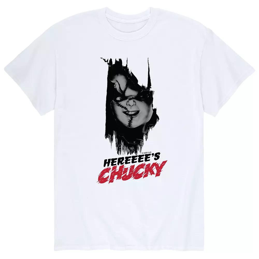 Men's Chucky Here's Chucky Tee, Size: Large, Gray Product Image
