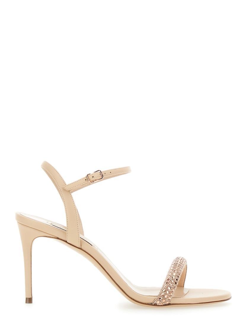 CASADEI Giulia Stratosphere Minorca Pink Slingback Sandals With Crystal Embellishments In Leather Woman Product Image