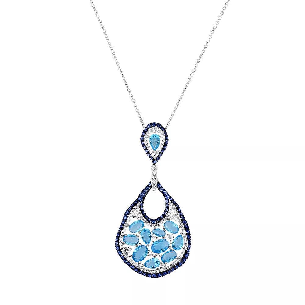 Sterling Silver Cubic Zirconia Teardrop Pendant Necklace, Womens Product Image