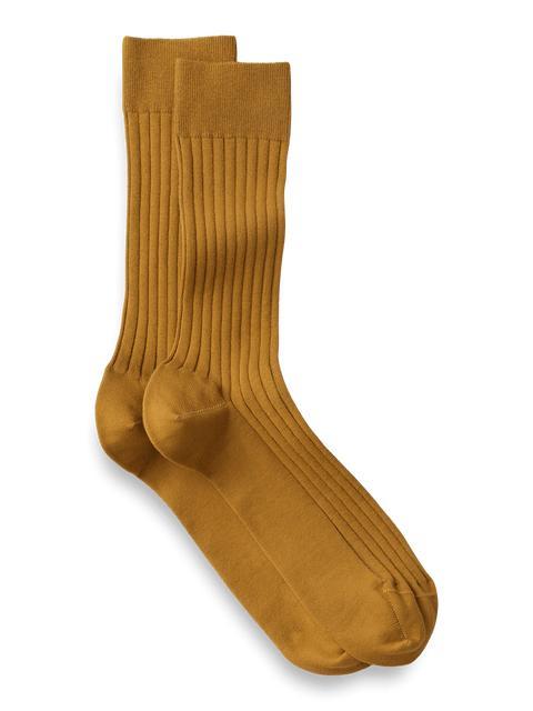 Solid Rib Cotton Blend Sock - Gold Product Image