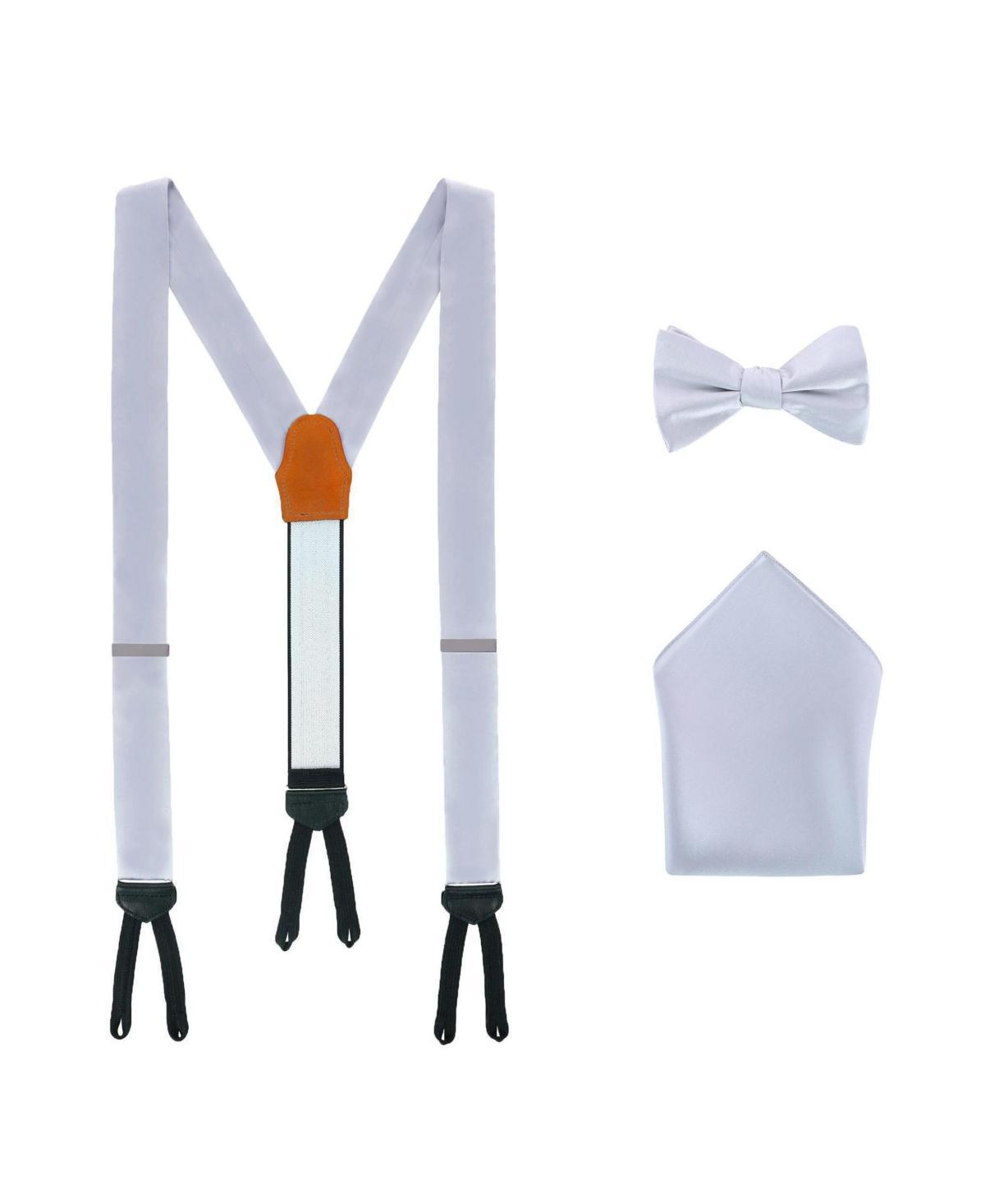 Trafalgar Mens Sutton Solid Color Silk Brace Bow Tie & Pocket Square Combo Product Image