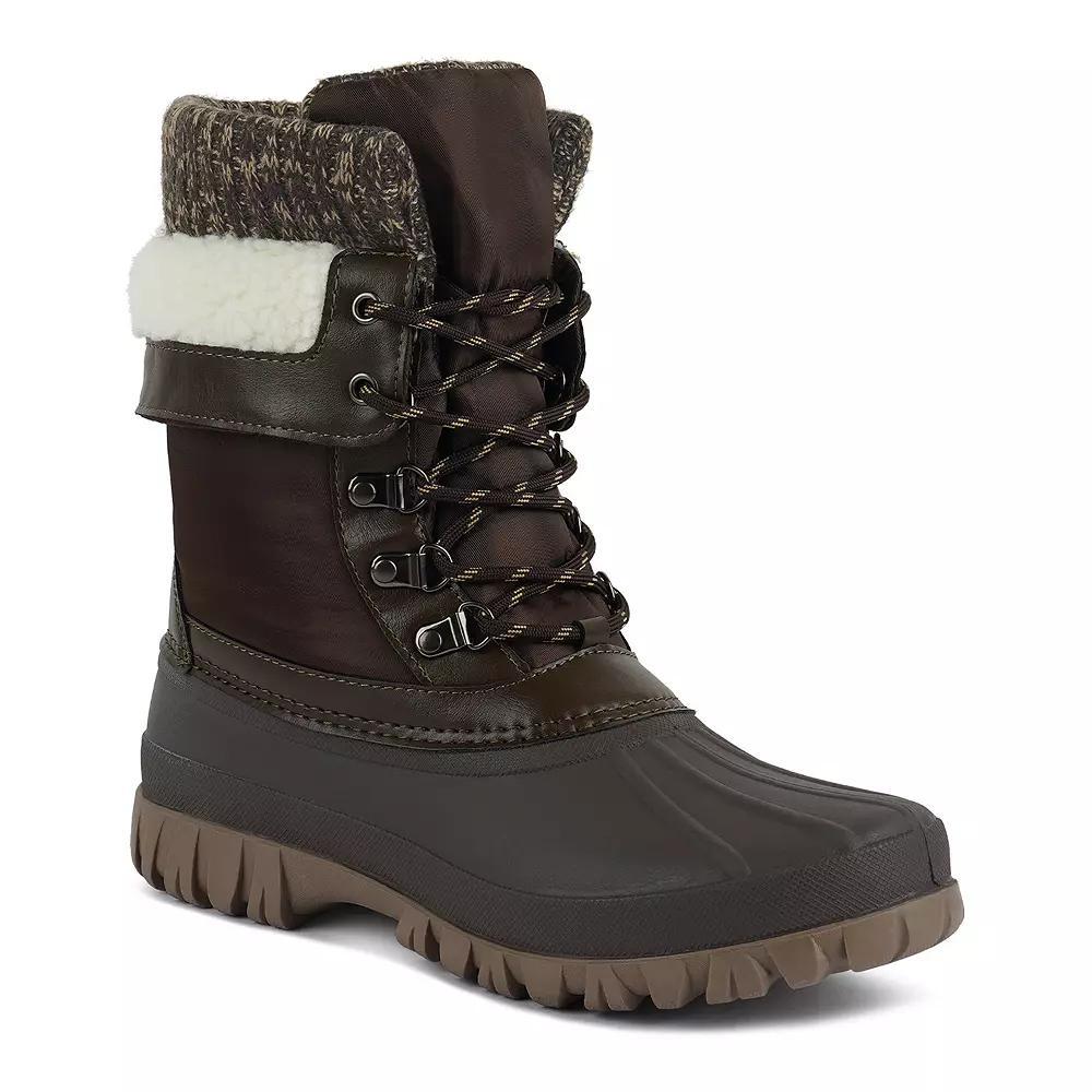 London Rag Delphine Women's Knitted Collar Boots, Size: 5, Brown Product Image