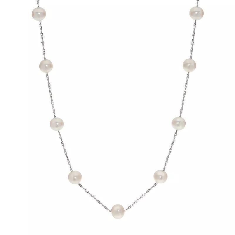 PearLustre by Imperial Sterling Silver Freshwater Cultured Pearl Station Necklace, Womens Product Image