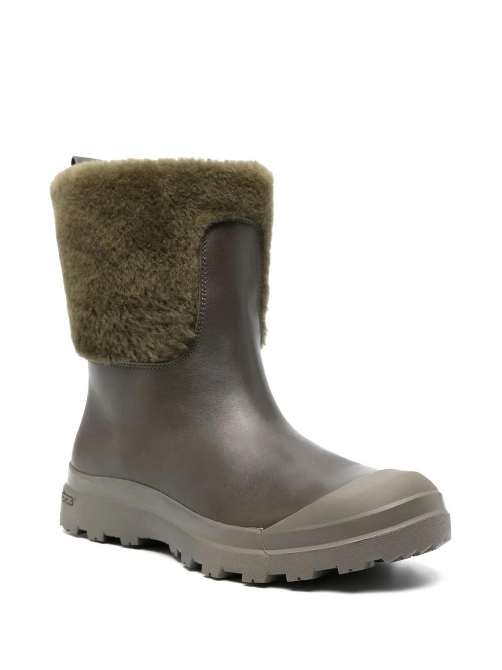 OFFICINE CREATIVE Pallet Shearling-stiefel In Grün Product Image