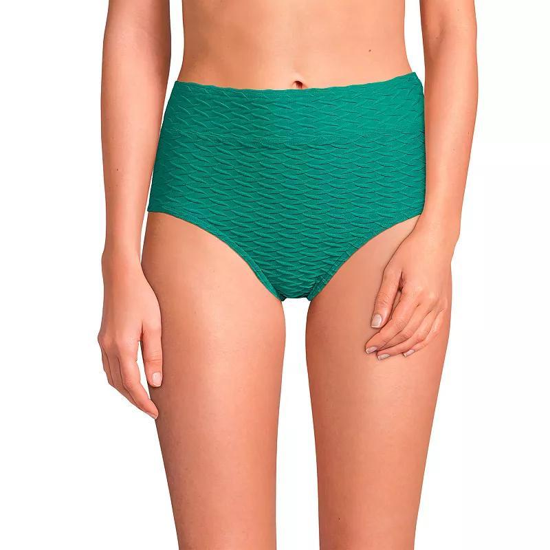 Womens Lands End Textured High Waisted Bikini Swim Bottoms Product Image