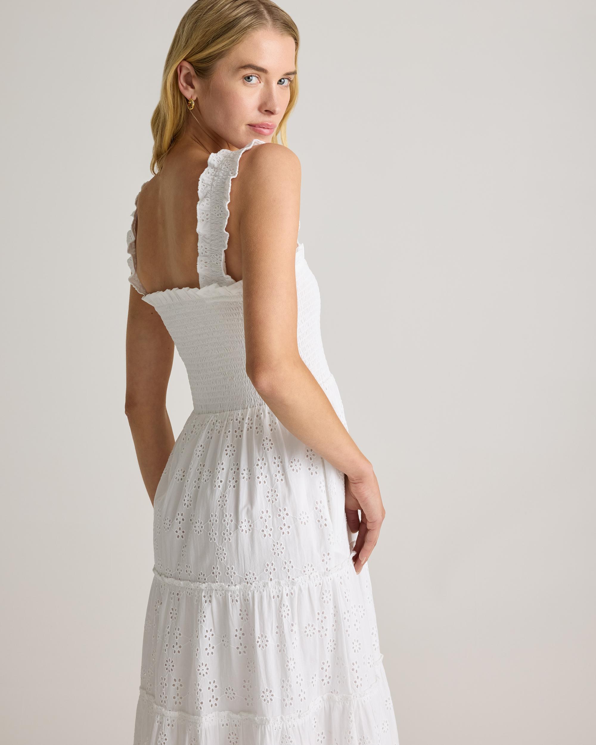 Quince | Women's Smocked Midi Dress Size XL, Organic Cotton Product Image