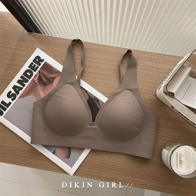 V-Neck Plain Bralette Product Image