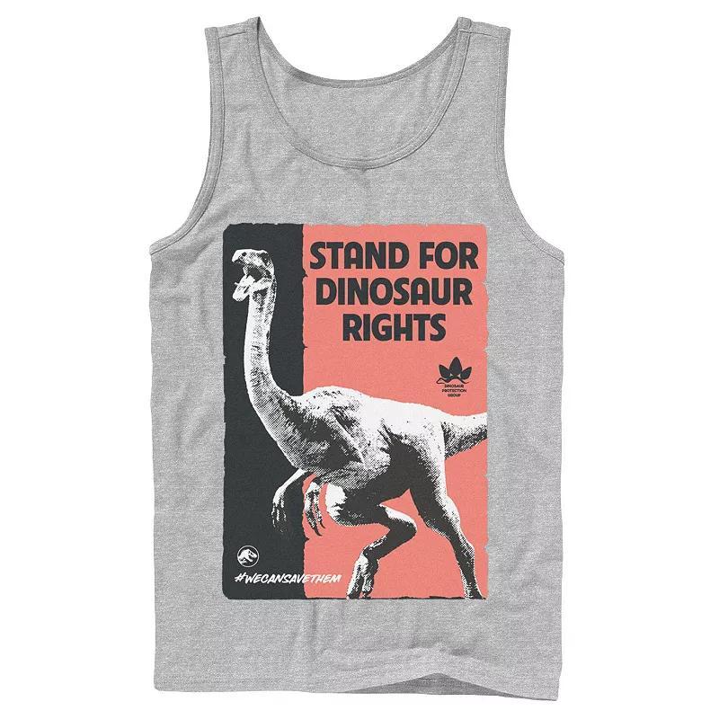 Men's Jurassic World Stand For Dinosaurs Poster Tank Top, Size: Small, Grey Product Image