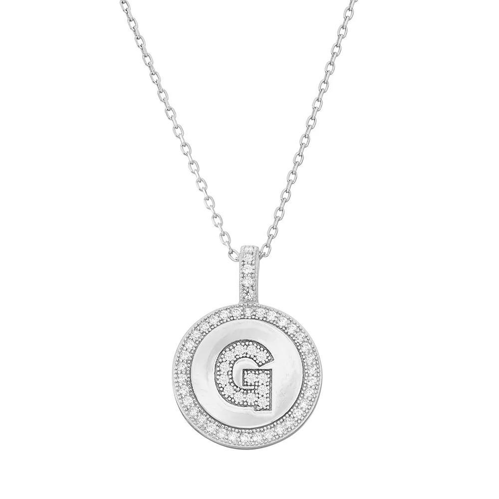 Sterling Silver Cubic Zirconia Initial Pendant Necklace, Women's, Size: 18" Product Image
