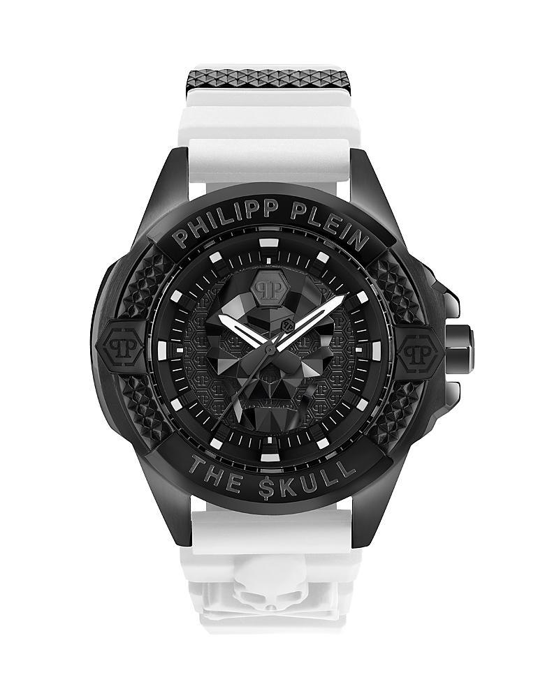 Philipp Plein Mens The Skull Analog Gunmetal Tone Silicone Strap Watch Product Image