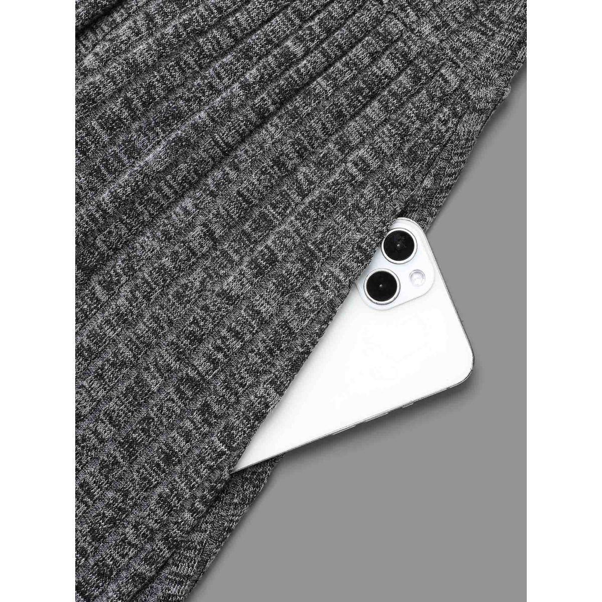 Plus Size Pit Strip Overlap Collar Midi Dress DarkGray Women Casual Texture Knit Dresses Bloomchic 28/5X Product Image