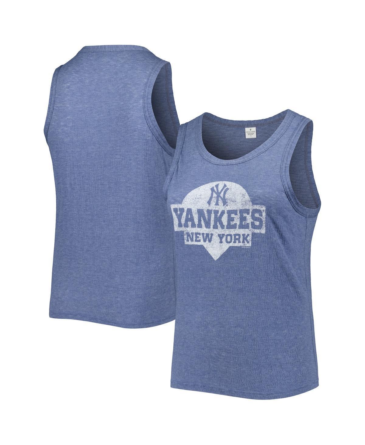 Women's Soft as a Grape Navy New York Yankees Plus Size High Neck Tri-Blend Tank Top, Size: 2XL, Blue Product Image