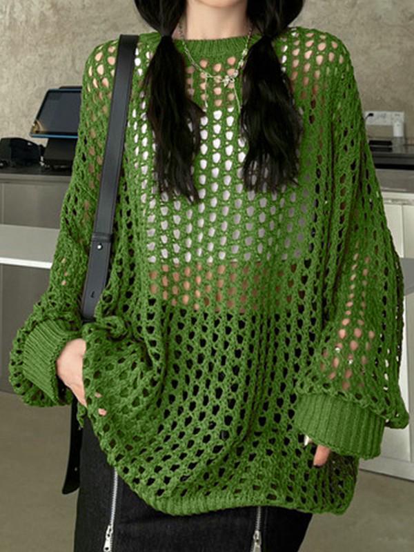 Oversized Crochet Open Knit Top Product Image