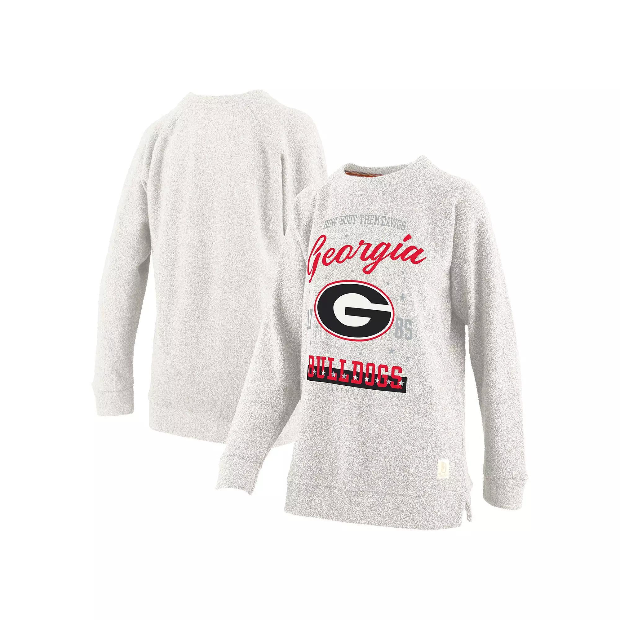 Women's Pressbox Oatmeal Georgia Bulldogs Plus Size Comfy Cairo Terry Pullover Sweatshirt, Size: XL, Team Product Image