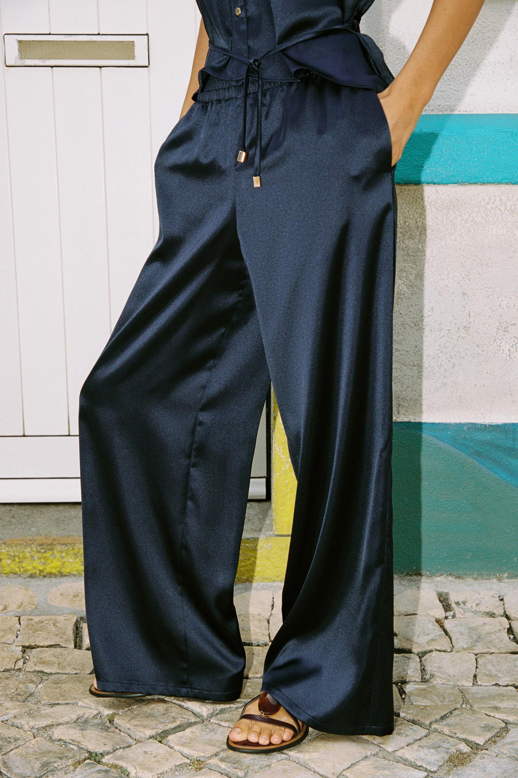 SATIN WIDE LEG PANTS Product Image