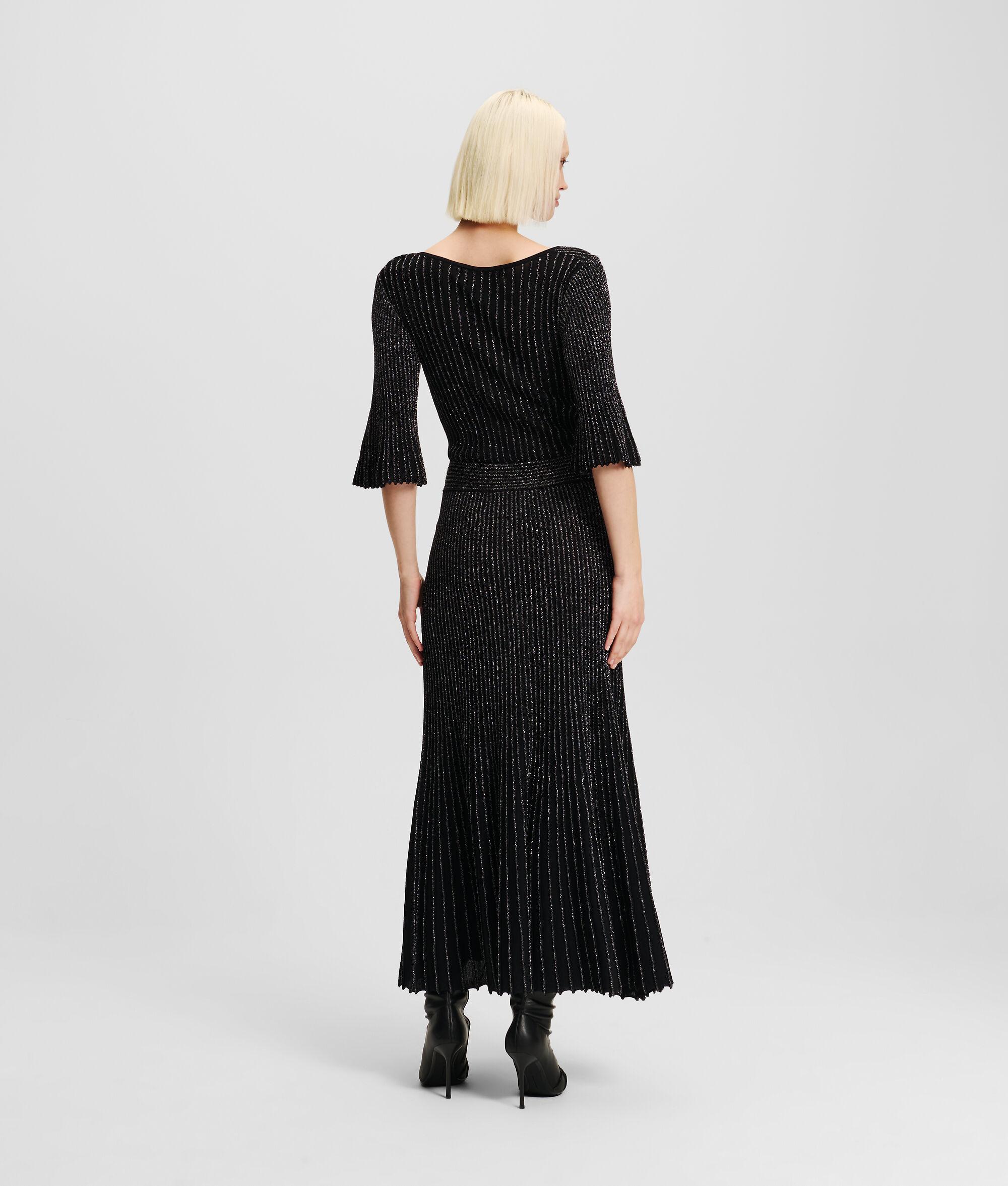 METALLIC PLEATED KNIT DRESS Product Image