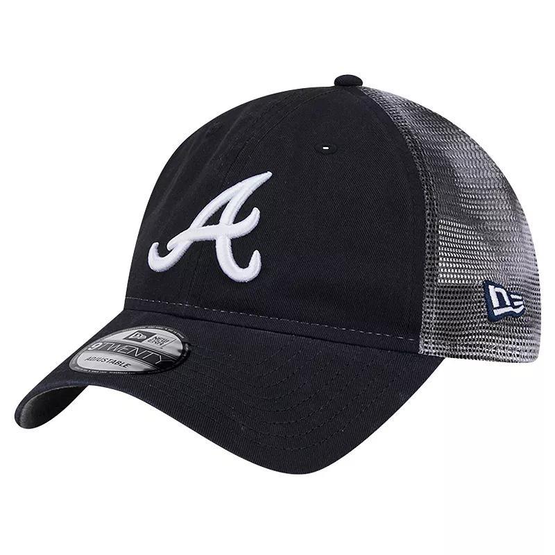 Men's New Era Navy Atlanta Braves Team Slick Trucker 9TWENTY Adjustable Hat, Blue Product Image