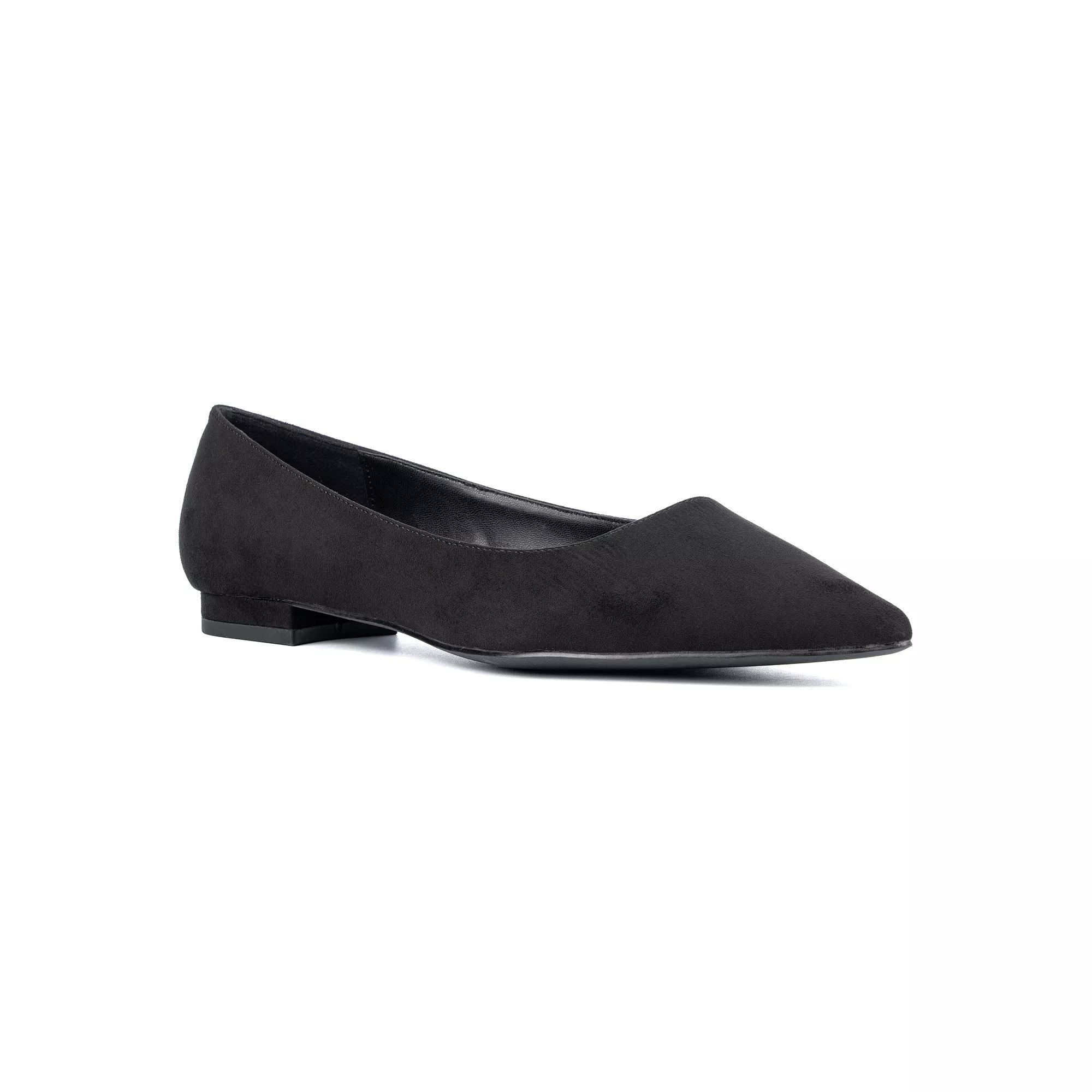 Fashion to Figure Bailey Women's Wide Width Flats, Size: 10 Wide, Black Faux Suede Product Image