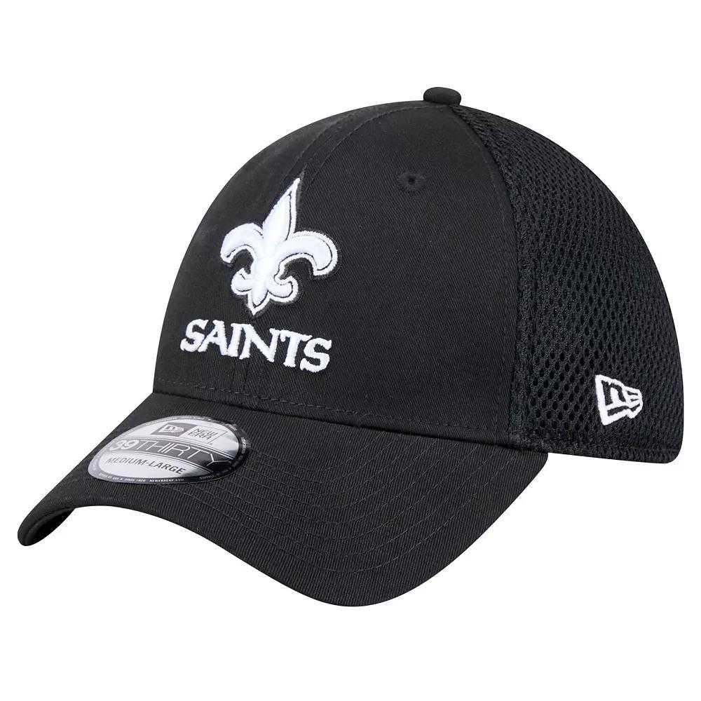 Men's New Era Black New Orleans Saints Main Neo 39THIRTY Flex Hat, Size: Medium/Large Product Image