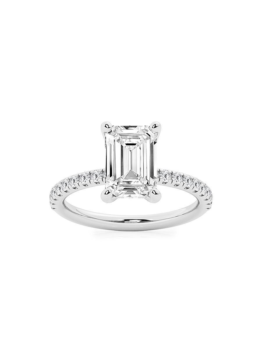 Womens 14K White Gold & Emerald-Cut Lab-Grown Diamond Hidden Halo Ring/0.80-3.41 TCW Product Image