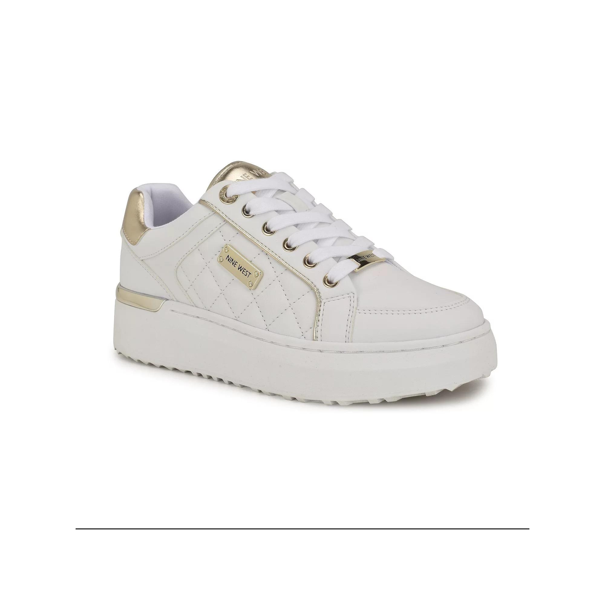 Nine West Cafee Women's Platform Sneakers, Size: 8.5, White Gold Product Image