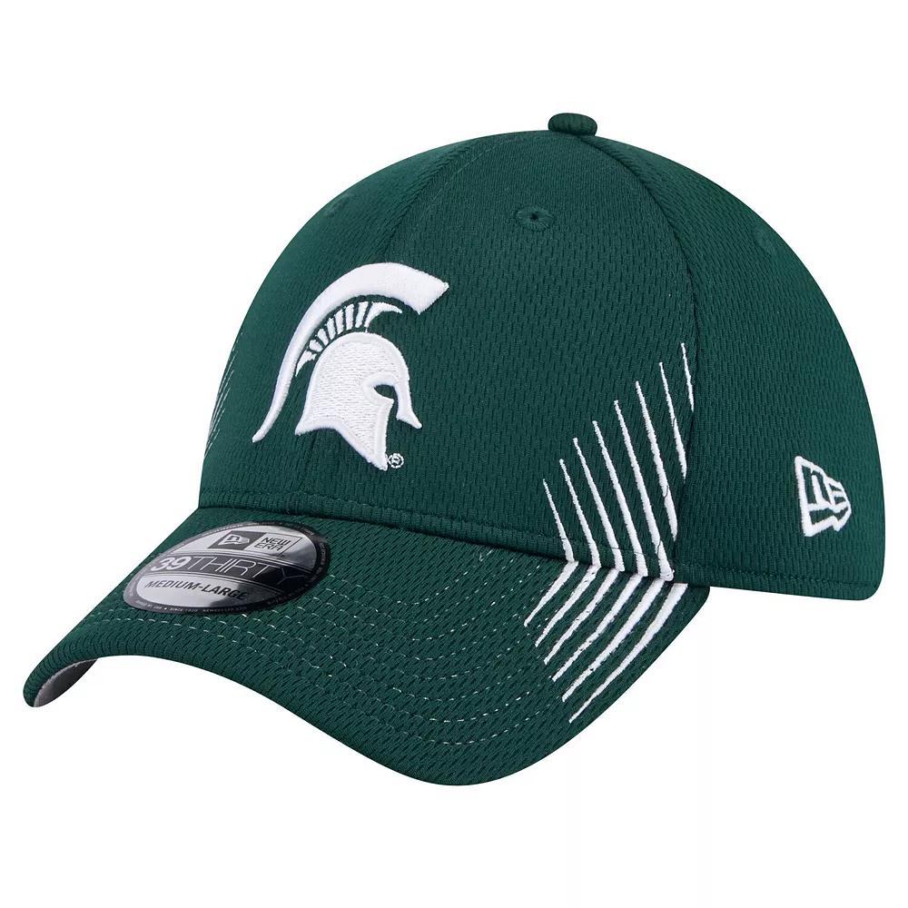 Men's New Era Green Michigan State Spartans Active Slash Sides 39THIRTY Flex Hat, Size: Medium/Large Product Image