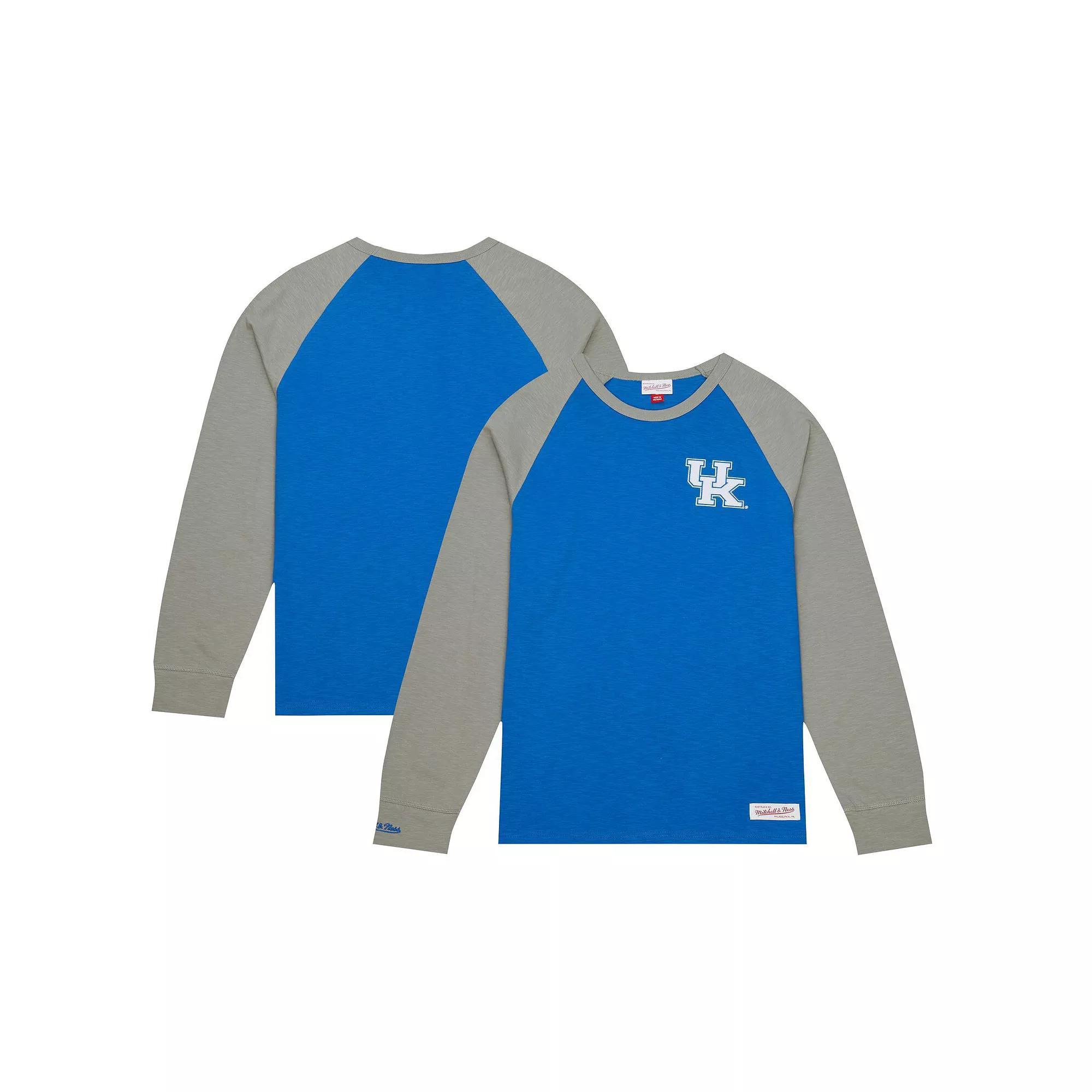 Men's Mitchell & Ness Royal Kentucky Wildcats Legendary Slub Raglan Long Sleeve T-Shirt, Size: 2XL, Blue Product Image