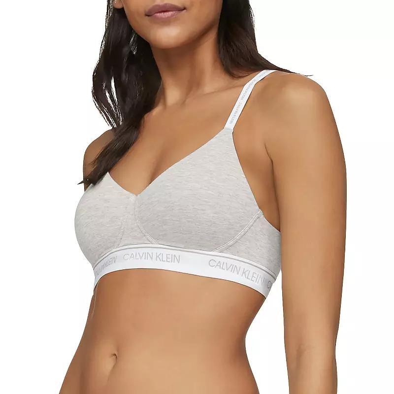 Womens Calvin Klein Archive Logo Lightly Lined Bralette QF6094 Grey Gray Product Image