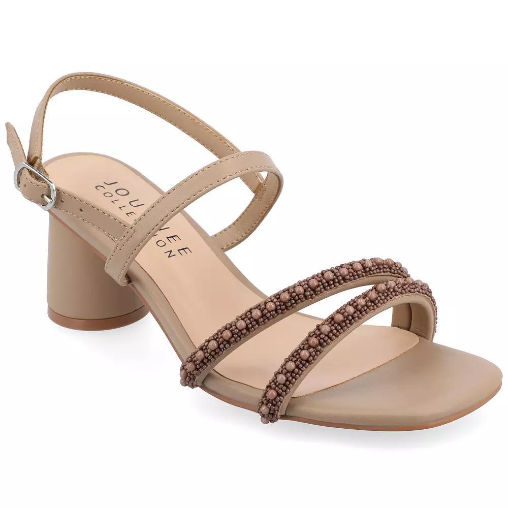 Journee Lornnah Women's Tru Comfort Foam Beaded Strap Heeled Sandals, Size: 8, Brown Product Image