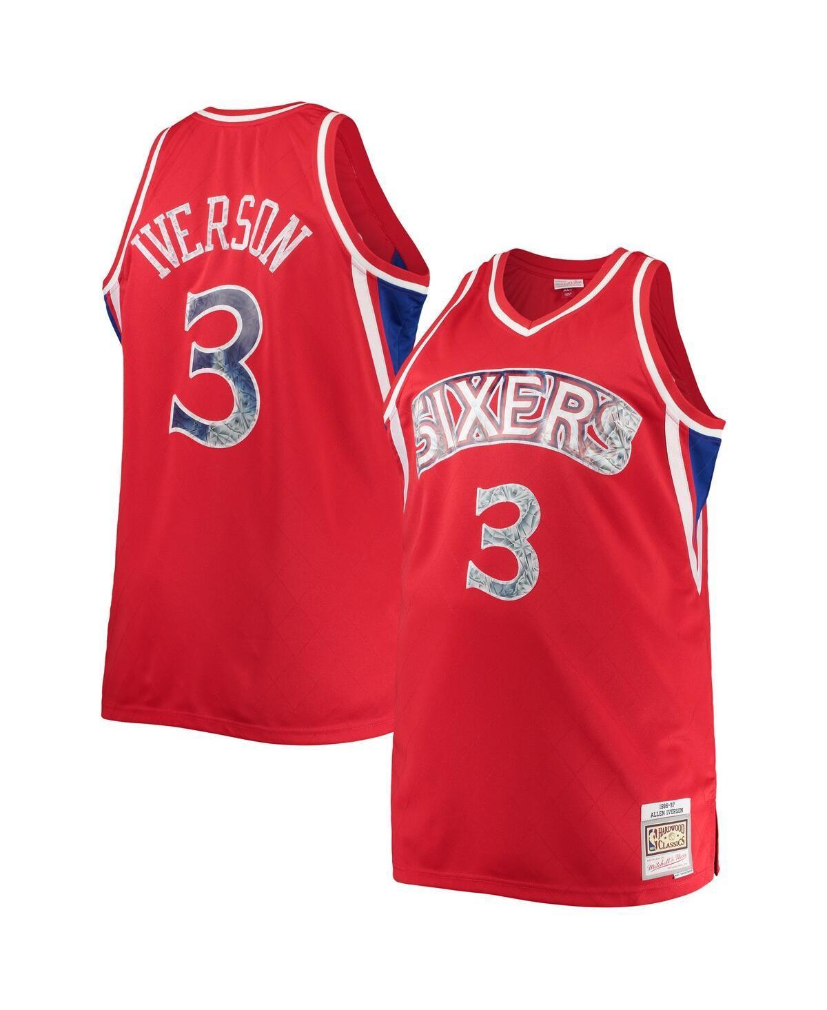 Men's Mitchell & Ness Allen Iverson Red Philadelphia 76ers Big & Tall 1996-97 NBA 75th Anniversary Diamond Swingman Jersey, Size: 4XLT, 76r Red Product Image
