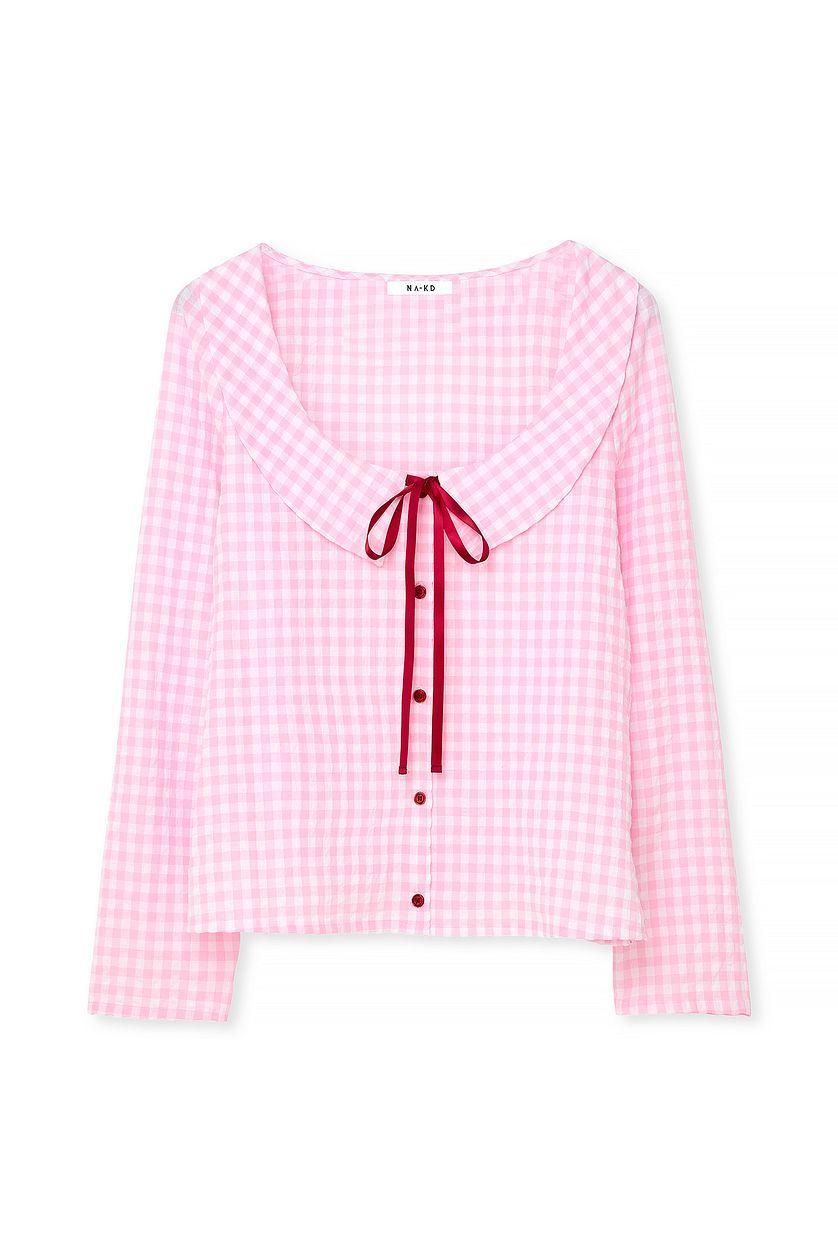 Checked Tie Front Top Product Image