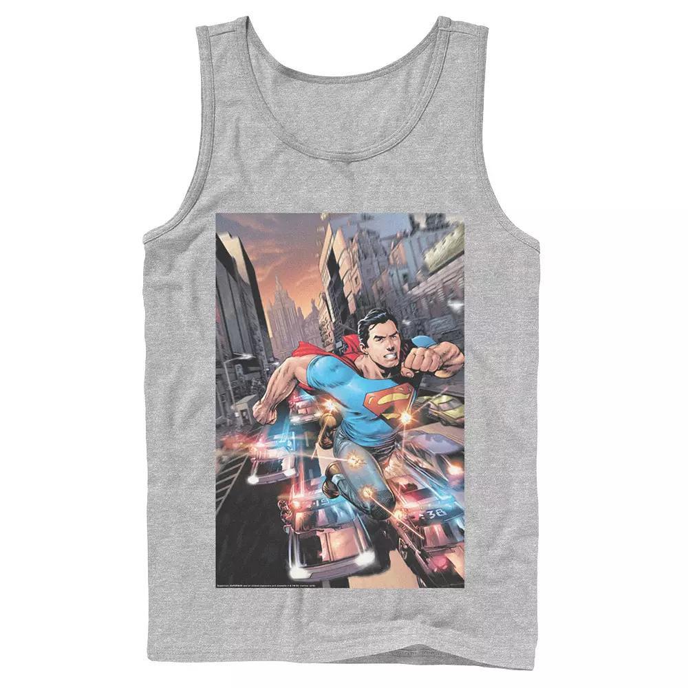 Men's DC Comics Superman Flashing Lights Poster Tank Top, Size: XL, Grey Product Image