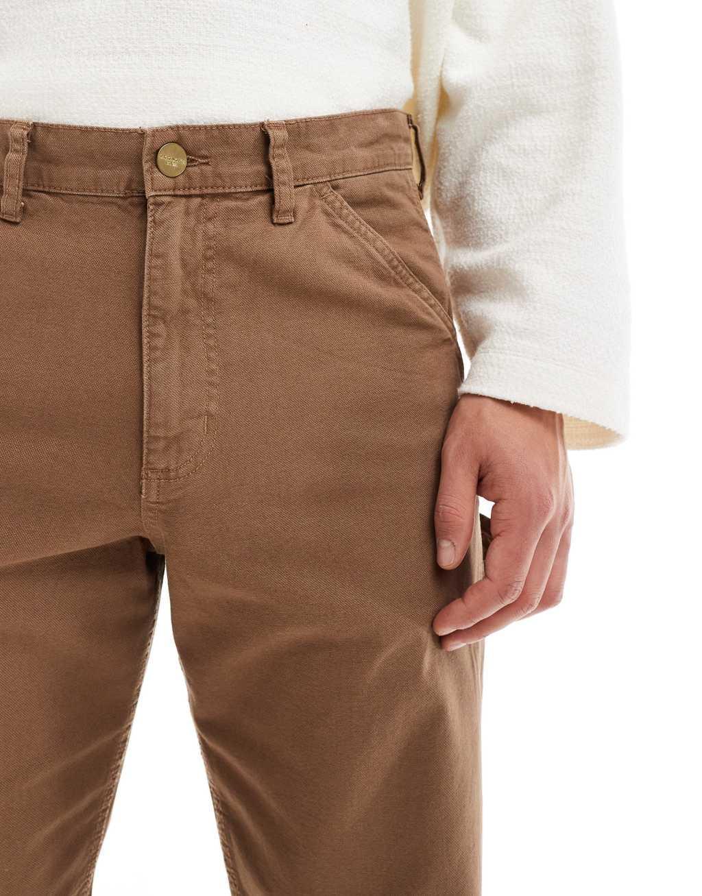 Jack & Jones Eddie loose carpenter pants in washed brown  Product Image