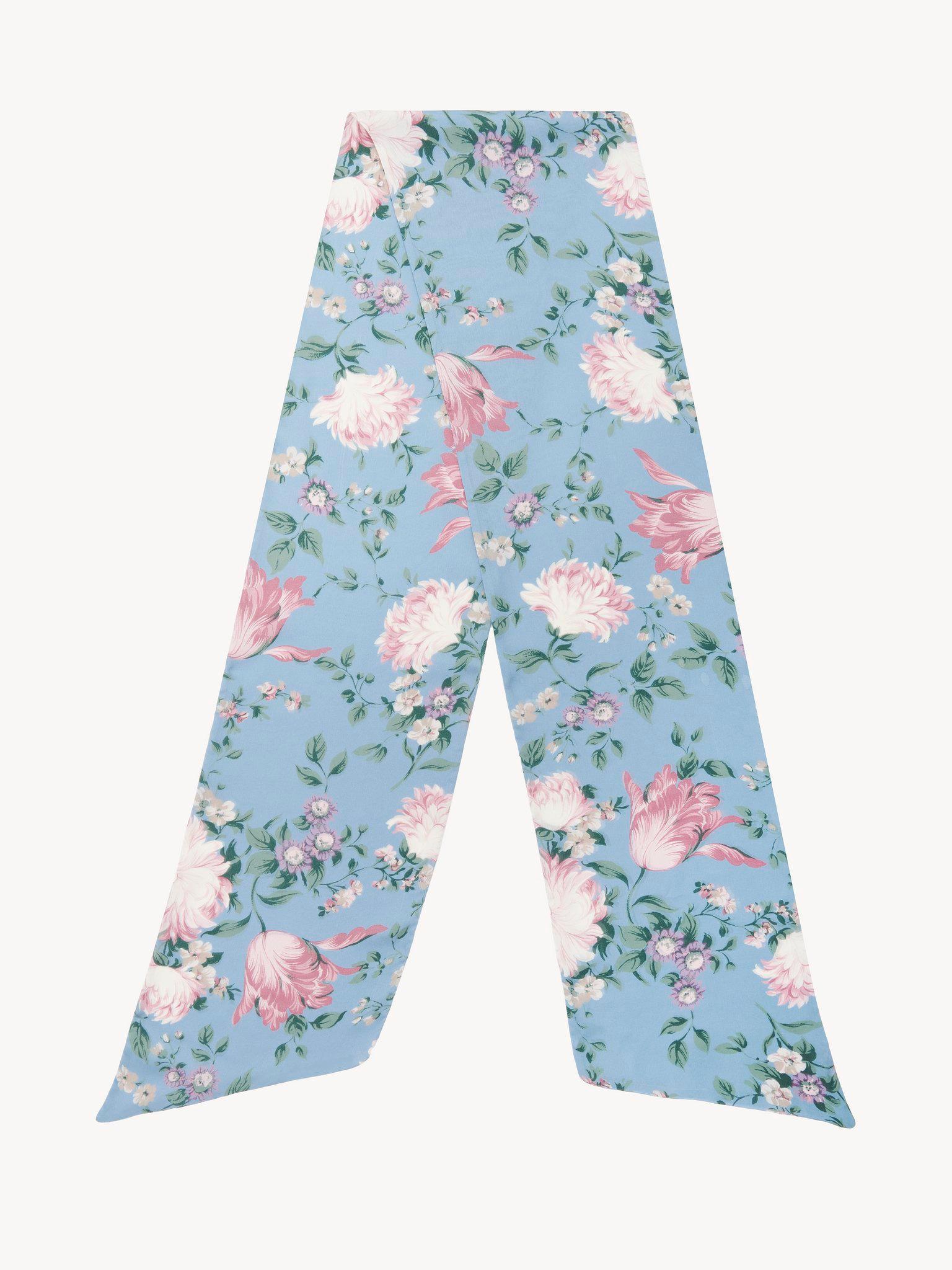 The Chloé Peonies wide bandeau scarf in silk charmeuse Product Image