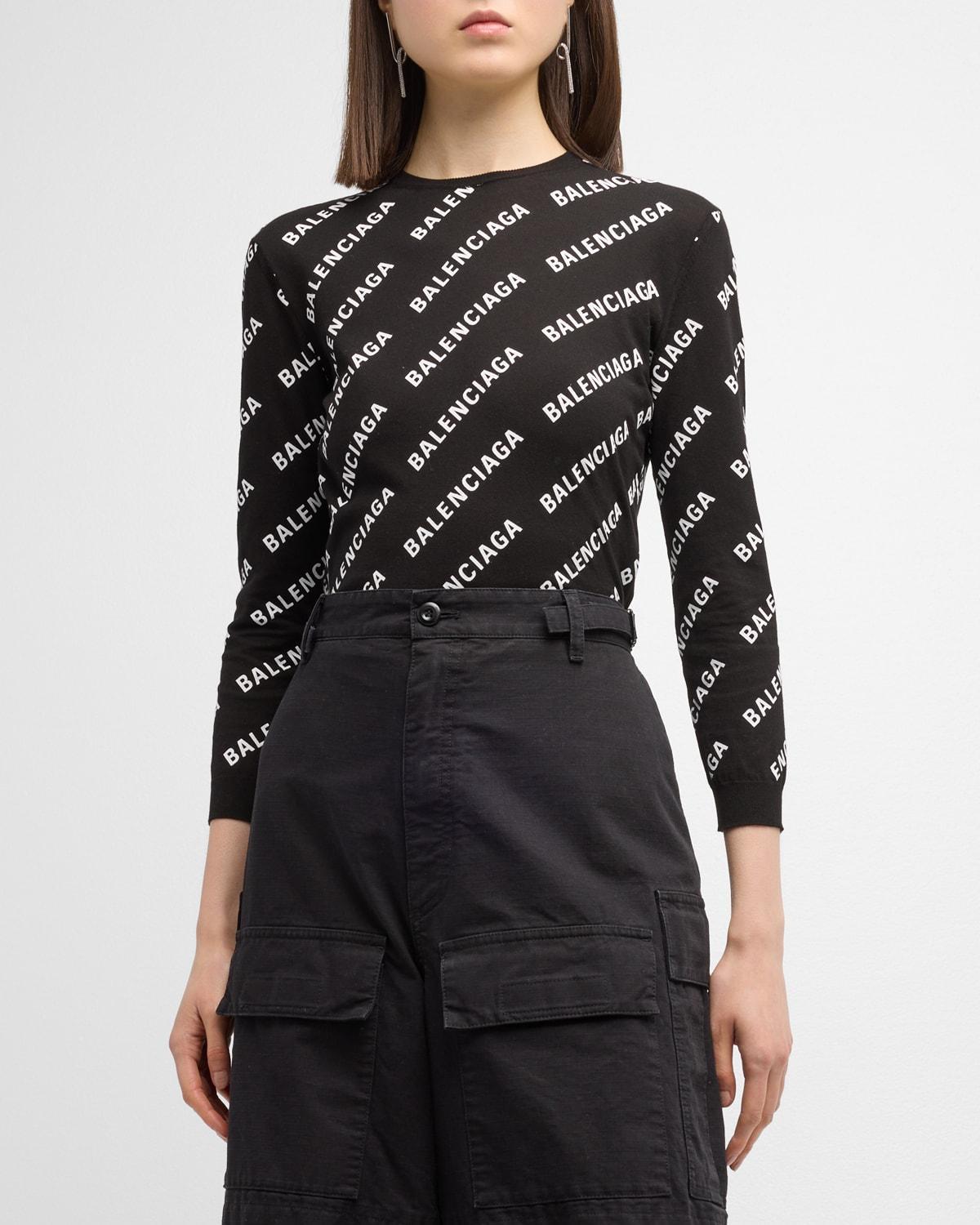 Womens Allover Logo Crop Sweater Product Image
