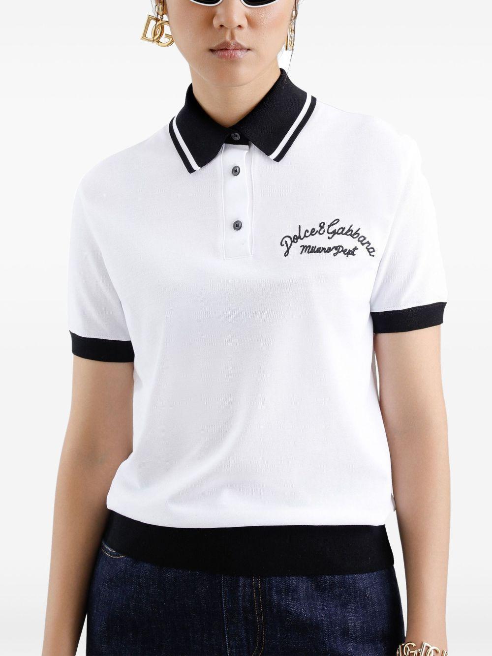 logo-embroidered cotton polo top Product Image