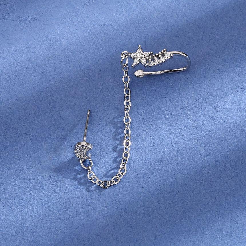 Rhinestone Star Ear Cuff Drop Earring Product Image