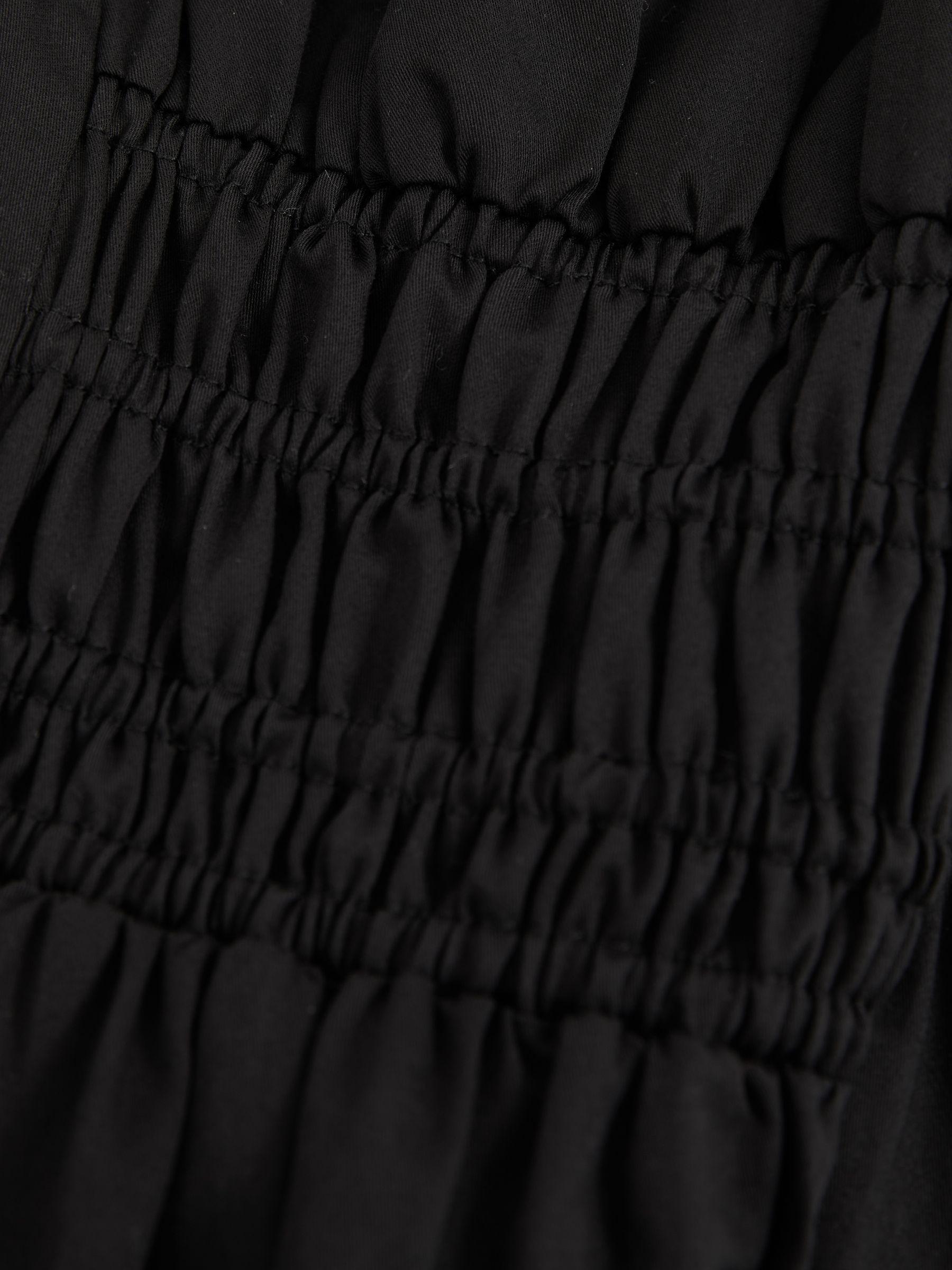 Cotton Craft-Stitch Shirred Mini Dress in Black Product Image