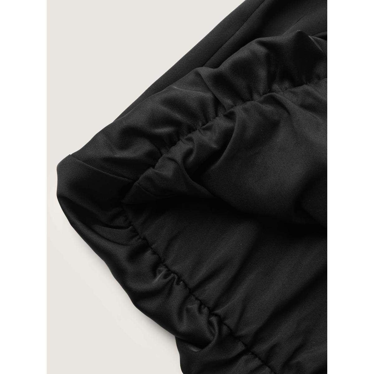 Plus Size Shimmery Pleated Relaxed Fit Top Women Black Gathered Boat Neck Everyday-Elegant Tank Tops Camis BloomChic 28/5X Product Image