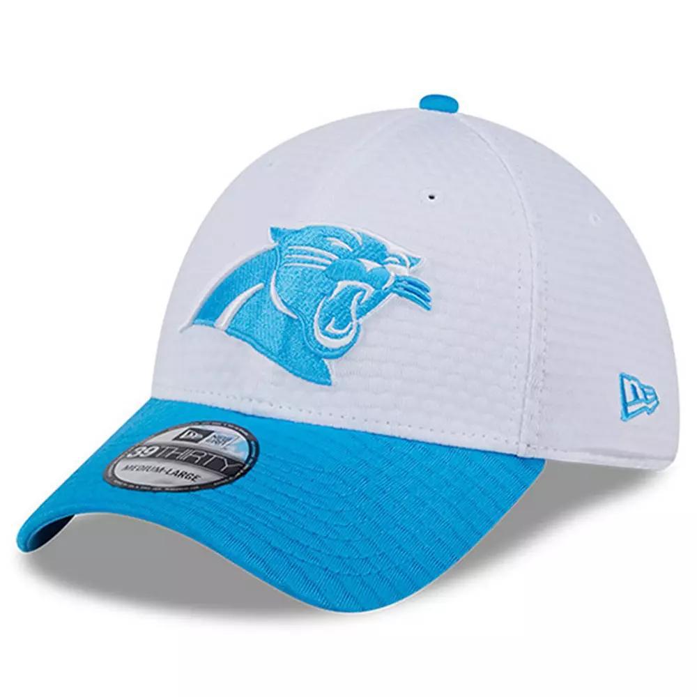 Men's New Era White/Blue Carolina Panthers 2024 NFL Training Camp 39THIRTY Flex Hat, Size: Large/XL Product Image