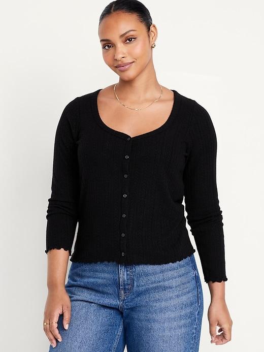 Button-Down Pointelle Top Product Image